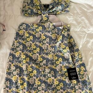 Lulu's Yellow and Blue Floral Dress